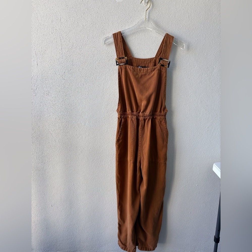 Zara Rust Brown Utility Jumpsuit Overalls